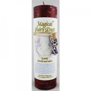 Love Pillar Candle with Fairy Dust Necklace