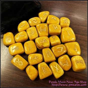 Elder Futhark Runes - Golden Quartz