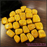 Elder Futhark Runes - Golden Quartz