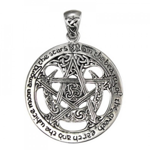 Sterling Silver Extra large Cut Out Moon Pentacle Pendant