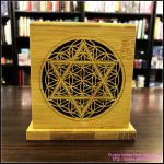 Bamboo Made Meditative Incense Box With Hexagram And Flower Of Life