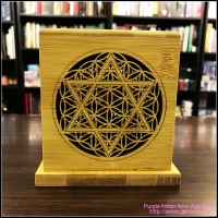 Bamboo Made Meditative Incense Box With Hexagram And Flower Of Life