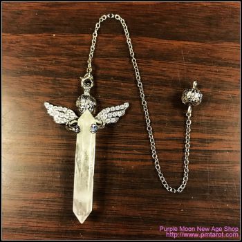 Cupid Angel Wings Clear Quartz Pendulum