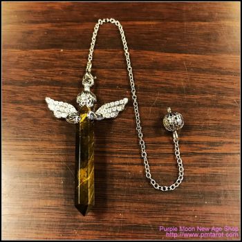 Cupid Angel Wings Golden Tiger Eye Pendulum