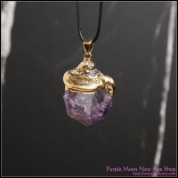 Crystal Pendant - Amethyst w/gold gilt Green Aventurine