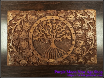 Wooden Hand Carved Box With Tree Of Life